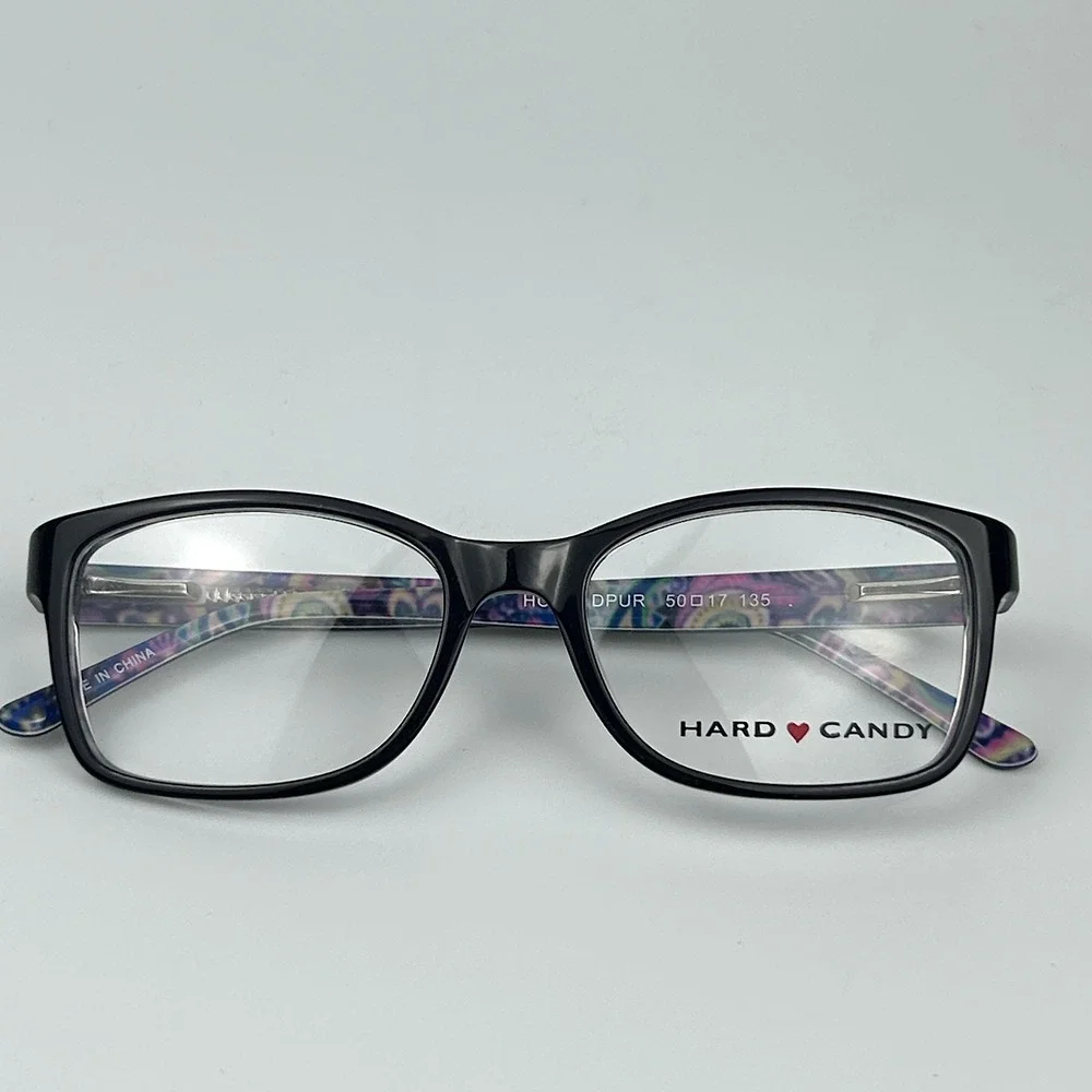 Hard Candy HC29 Dpur Womens Eyeglasses Frame Black Plastic Full Rim 50-17-135 mm